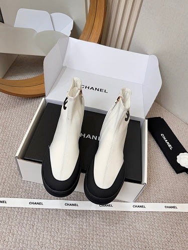 Chanel CC Logo Sock Ankle Boots