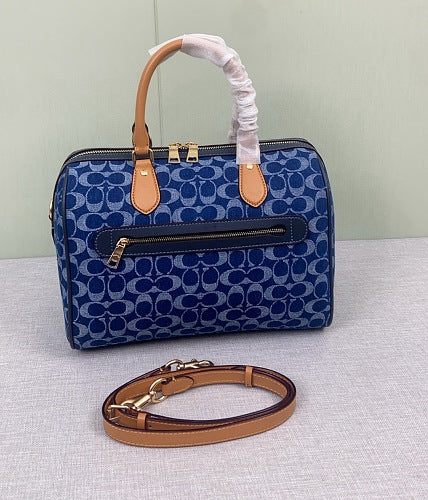 Coach Blue Denim Signature C Rowan Satchel