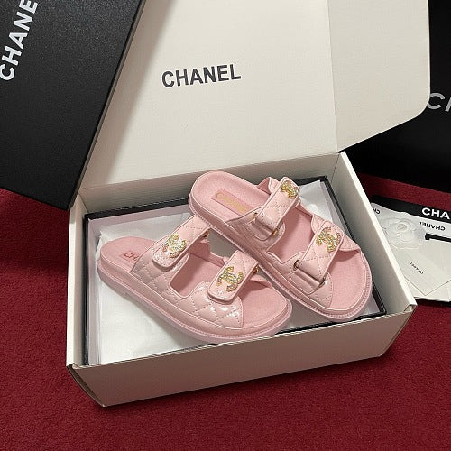 Chanel Pink Quilted CC Dad Sandals