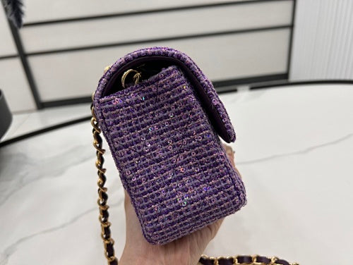 Chanel Purple Tweed Mini Flap Bag