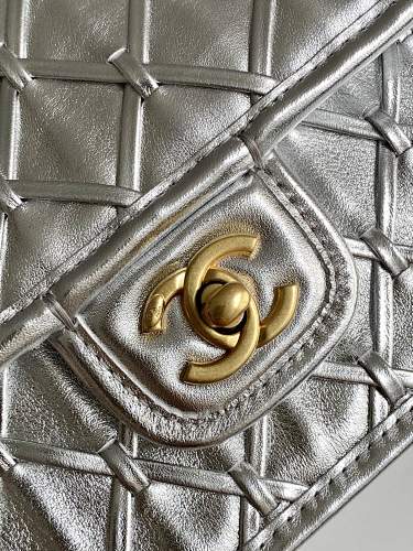 Chanel Metallic Silver Quilted Flap Bag