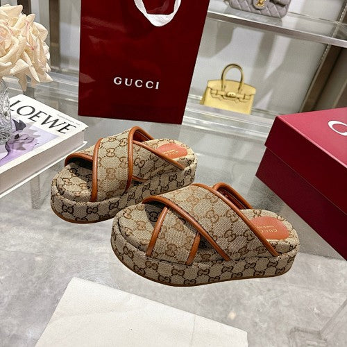 Gucci GG Monogram Canvas Platform Slide Sandals