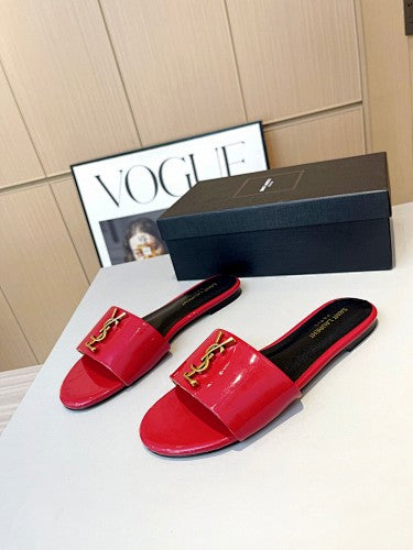 Saint Laurent YSL Cassandre Logo slide sandals