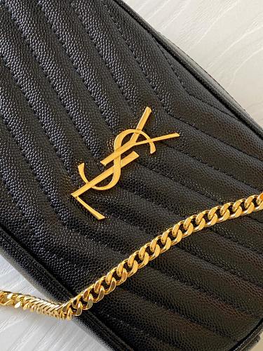 Saint Laurent (YSL) Black Lou Camera Bag (Gold)
