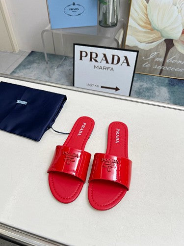 Prada Logo Flat Slide Sandals