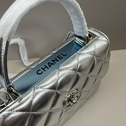 Chanel Metallic Silver Quilted Flap Bag