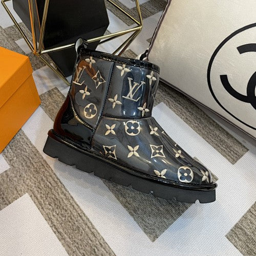 Louis Vuitton Monogram Fur-Lined Transparent Ankle Boots