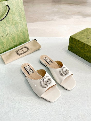 Gucci Double G crystal-embellished slide sandals