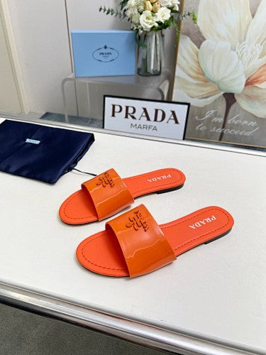 Prada Logo Flat Slide Sandals