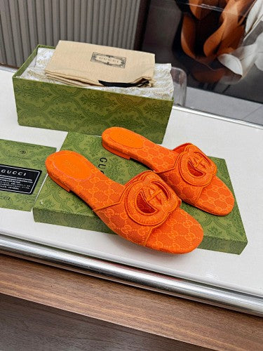 Gucci Interlocking G GG Canvas Slide Sandals