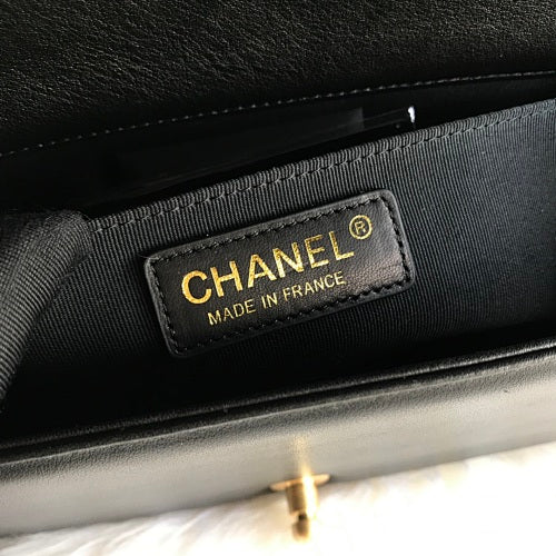 Chanel Black Chevron Quilted Boy Bag