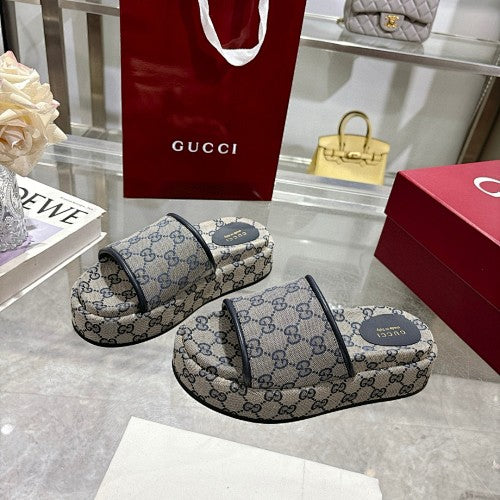 Gucci GG Monogram Canvas Flat Slide Sandals
