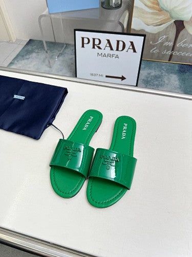 Prada Logo Flat Slide Sandals