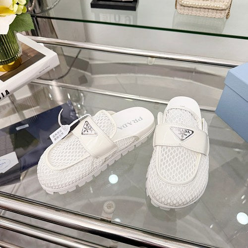 Prada Technical Mesh Open-Back Mule Loafers