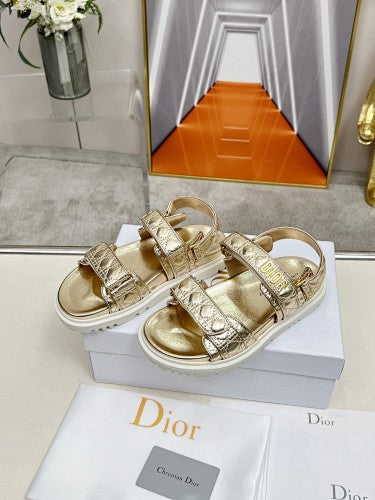 Dior Dioract Cannage Metallic Flat Sandals