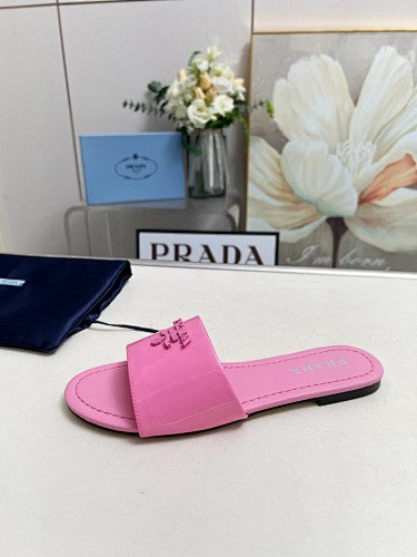 Prada Logo Flat Slide Sandals