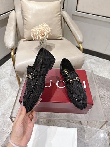 Gucci Black GG Crystal Horsebit Loafers