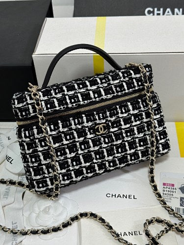 Chanel Black & White Tweed Vanity Case