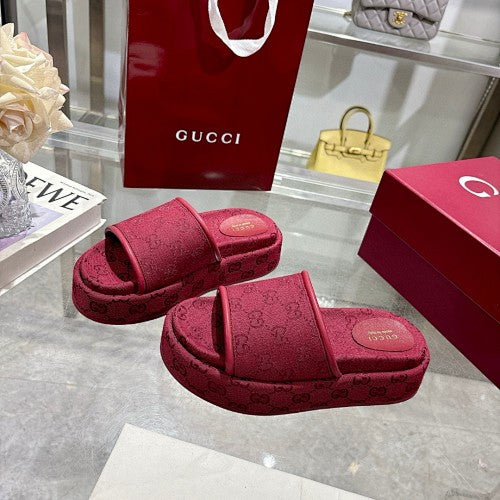 Gucci GG Monogram Canvas Flat Slide Sandals