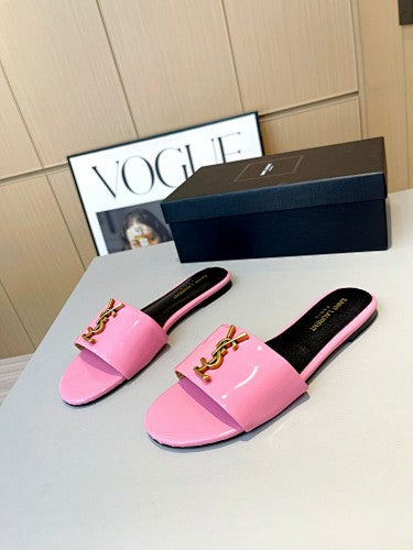 Saint Laurent YSL Cassandre Logo slide sandals
