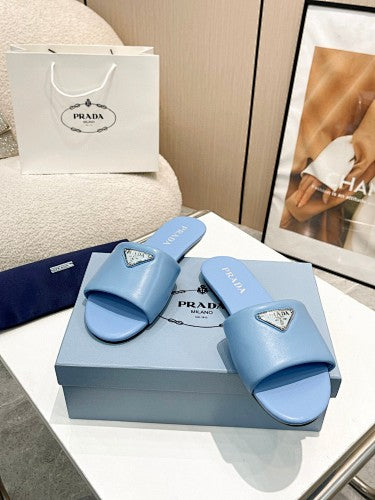 Prada Triangle Logo slide sandals