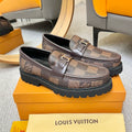 Louis Vuitton LV Initials Damier Ebene Chunky Lug-Sole Loafers