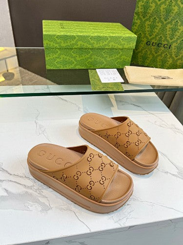 Gucci GG Perforated Platform Slide Sandals