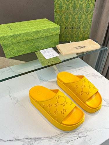 Gucci GG Perforated Platform Slide Sandals