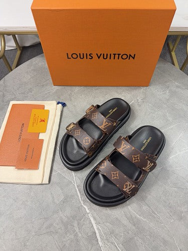 Louis Vuitton LV Trainer/Pool-Style Double-Strap Slide Sandals