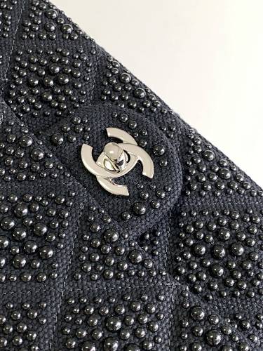 Chanel Black Crystal-Embellished Quilted Flap Bag