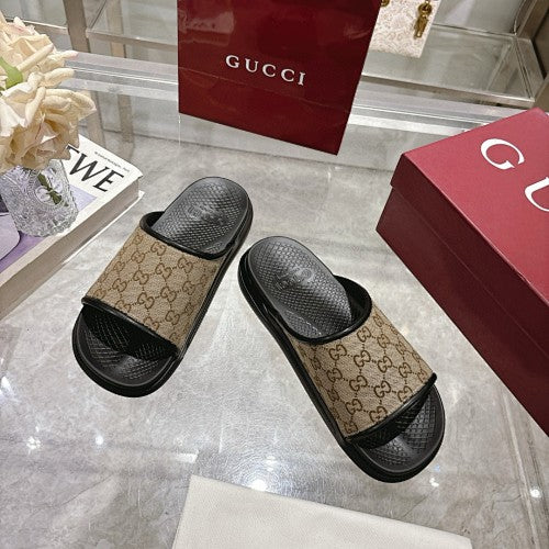 Gucci GG Supreme Monogram Platform Slide Sandals