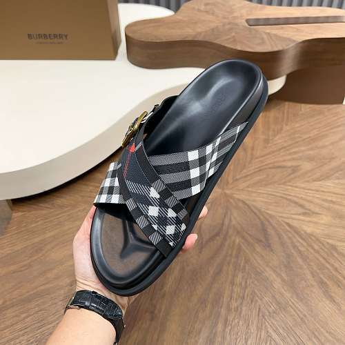 Burberry Check Criss-Cross Buckle Slide Sandals