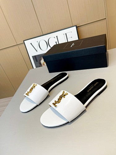 Saint Laurent YSL Cassandre Logo slide sandals