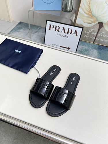 Prada Logo Flat Slide Sandals