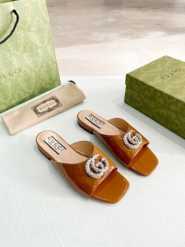 Gucci Double G crystal-embellished slide sandals