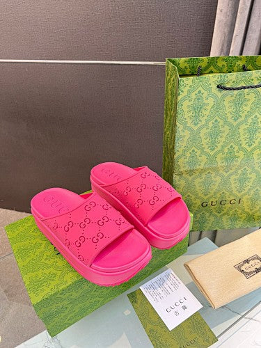 Gucci GG Perforated Platform Slide Sandals