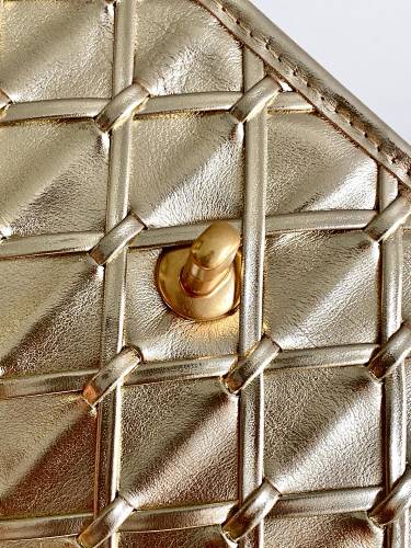 Chanel Metallic Champagne Gold Geometric Quilted Flap Bag