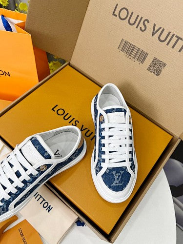 Louis Vuitton LV Trainer–style Monogram Denim Low-Top Sneakers