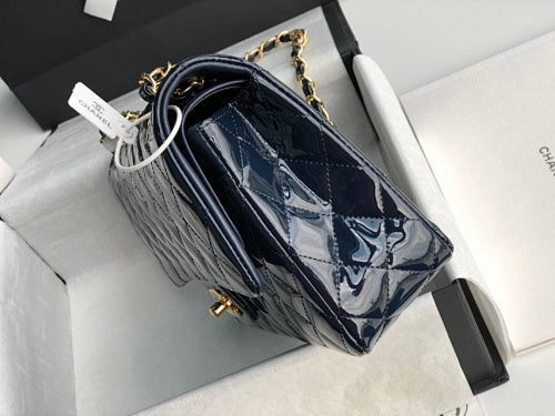 Chanel Black Patent Leather Quilted Classic Double Flap Bag