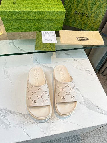 Gucci GG Perforated Platform Slide Sandals