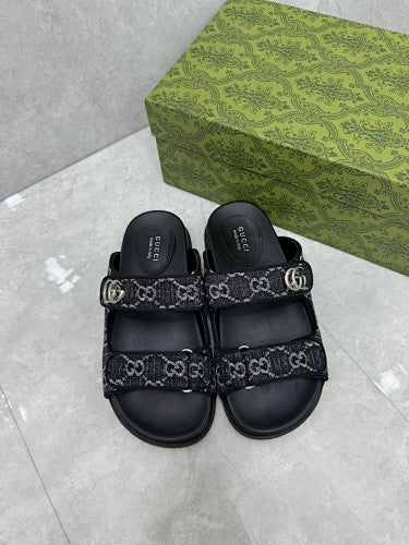 Gucci GG Crystal Jacquard Double-Strap Sandals