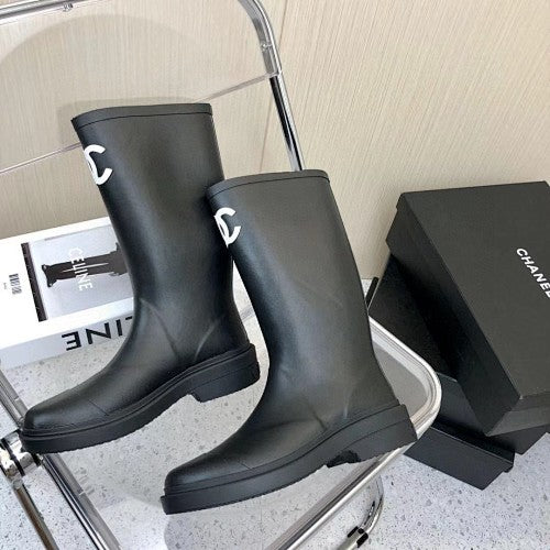 Chanel CC Logo Tall Rain Boots