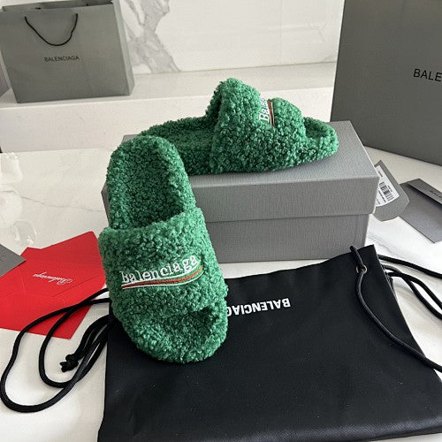 Balenciaga Furry Logo Slide Sandals