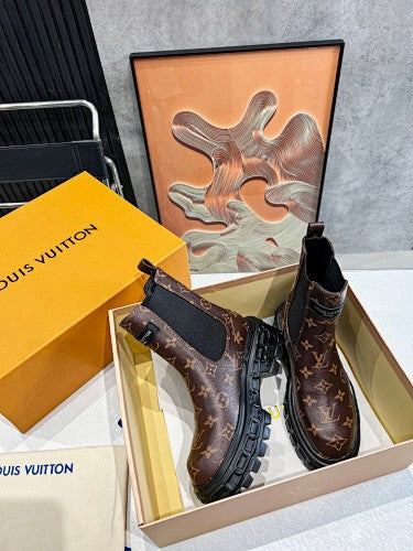 Louis Vuitton Monogram Canvas chunky Chelsea combat boots