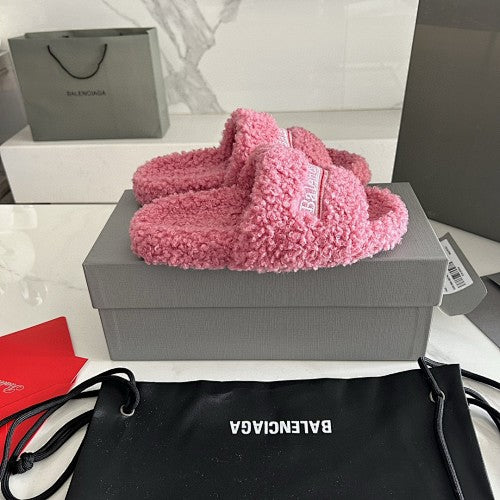 Balenciaga Furry Logo Slide Sandals