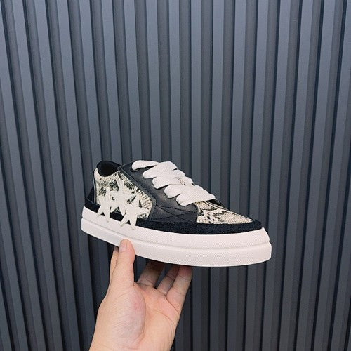 Amiri Skel Top Low Black & White Snakeskin-Print Sneakers