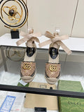 Gucci GG Supreme Canvas Double G Platform Espadrille Wedges