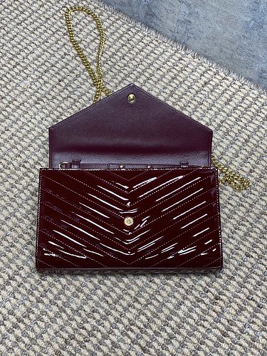 Saint Laurent (YSL) Burgundy Patent Leather Monogram Wallet