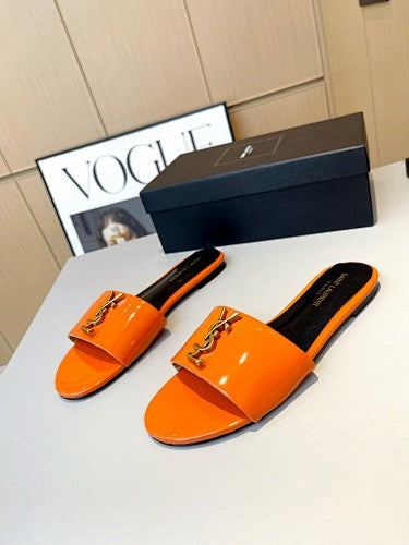 Saint Laurent YSL Cassandre Logo slide sandals