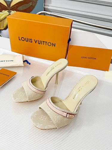 Louis Vuitton monogram mule sandals / heeled slide sandals